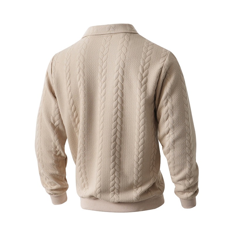 🎉 Neujahrsgeschenk – 50% RABATT!👕Klassischer Zopfmuster-Herrenpullover mit Halbreißverschluss: Reverskragen & Weiches Material – Zeitlos lässig für jeden Anlass!