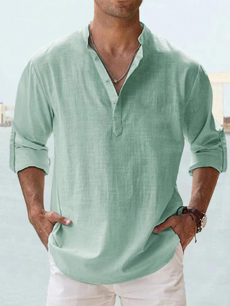 🌞Frühlingserwachen: 50% Rabatt!👔 Herren Eiscreme-Baumwoll-Leinen Langarmhemd – Leicht & atmungsaktiv
