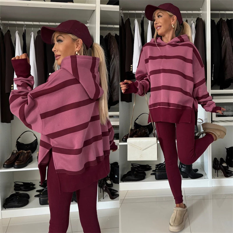 🎅Weihnachtsvorverkauf🎁 Oversize-Hoodie und Leggings-Set für Damen