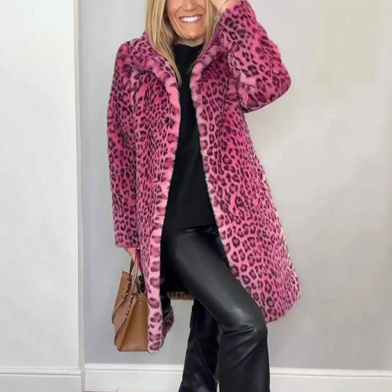 💖Mittellange Jacke mit Leopardenmuster für Damen