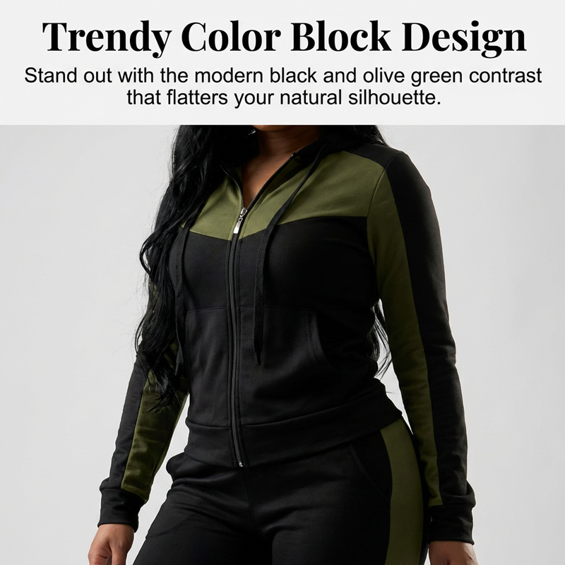 🌞Frühlingserwachen: 50% Rabatt!🔥"Effortless Style" Athleisure-Set: Figurschmeichelnder Color-Block Trainingsanzug für Damen